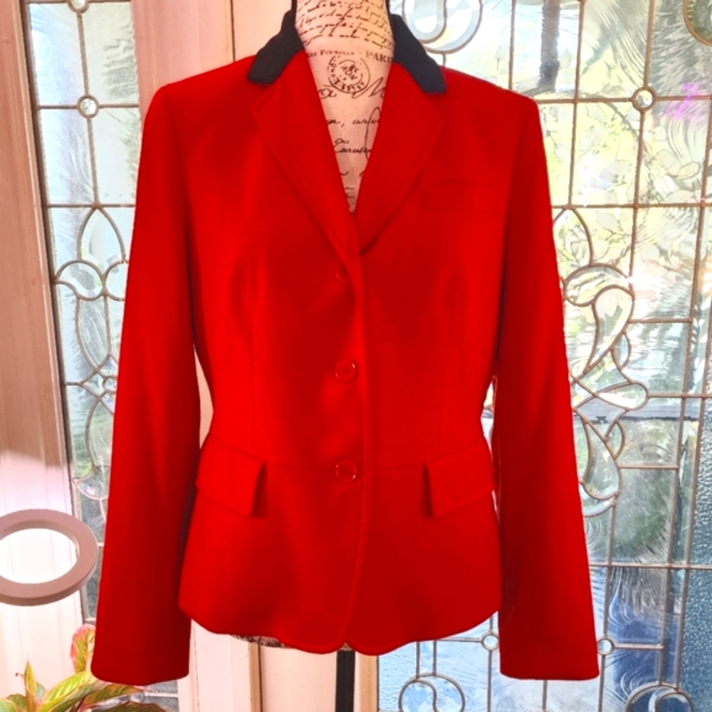 Talbots Stretch Wool Red Blazer 8 Like New